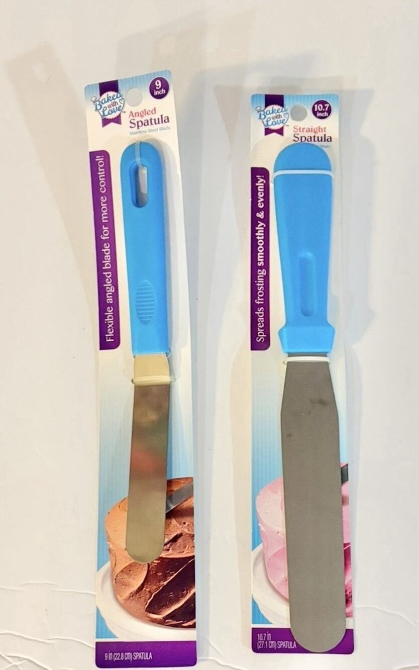 Baked With Love Cake Decorating Spatula Set 9” Angled & 10.7” Straight NEW